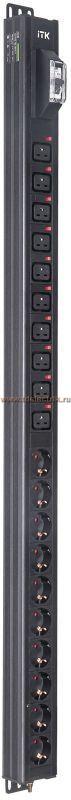 Фотография №1, BASE PDU вертикальный PV1101 24U 1 фаза 16А 10 розеток SCHUKO (немецкий стандарт) + 10 розеток C19 без кабеля с входным разъемом C20