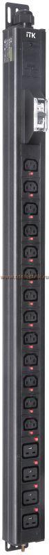 Фотография №1, BASE PDU вертикальный PV1112 22U 1 фаза 32А 13 розеток C13 + 4 розетки C19 с клеммной колодкой и кабелем 3м вилка IEC60309 (промышленная)