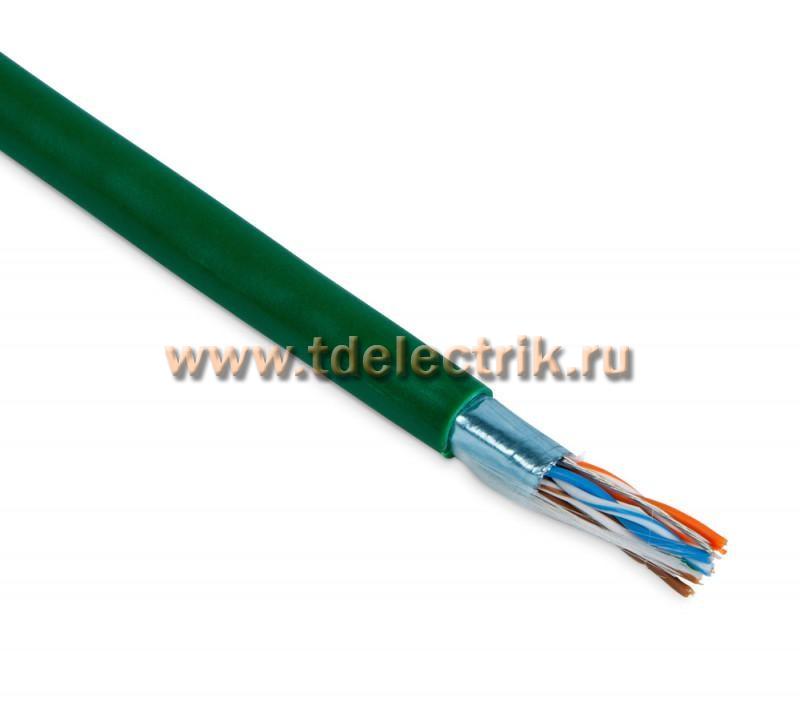 Фотография №1, Hyperline FUTP4-C5E-P26-IN-PVC-GN-100 (100 м) Кабель витая пара экранированная F/UTP категории 5e 4 пары (26 AWG) многожильный (patch) экран - фольга PVC –20°C – +75°C зеленый