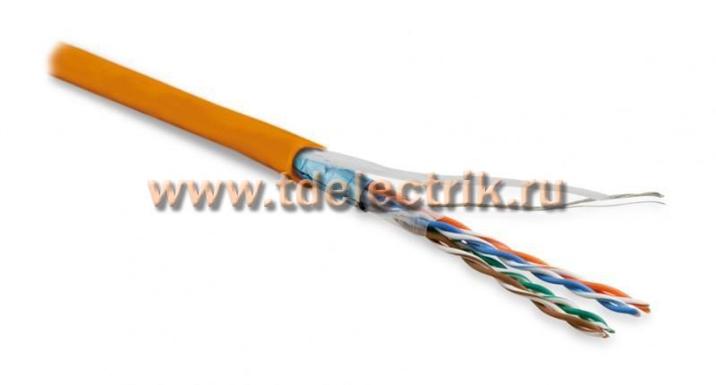 Фотография №1, Hyperline FUTP4-C5E-P26-IN-LSZH-OR-100 (100 м) Кабель витая пара экранированная F/UTP категория 5e 4 пары (26 AWG) многожильный (patch) экран - фольга LSZH нг(А)-HF –20°C– +75°C оранжевый