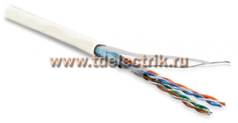 Фотография №1, Hyperline FUTP4-C5E-P26-IN-LSZH-WH-305 (305 м) Кабель витая пара экранированная F/UTP категория 5e 4 пары (26 AWG) многожильный (patch) экран - фольга LSZH нг(А)-HF –20°C – +75°C белый