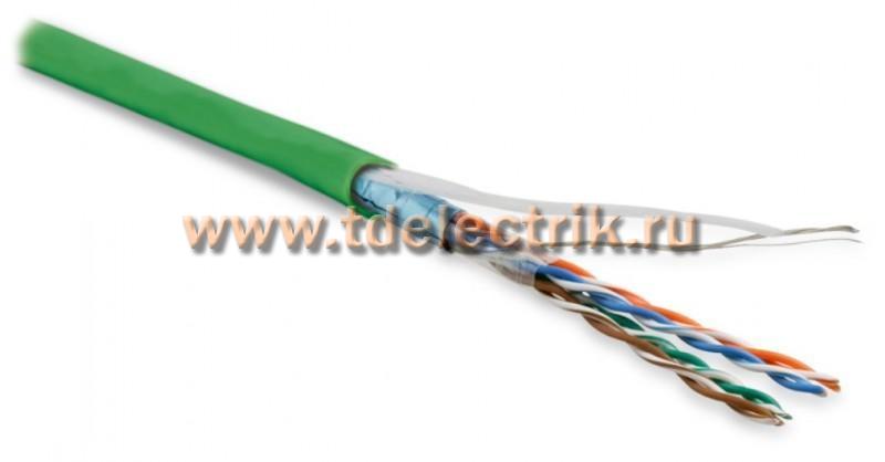 Фотография №1, Hyperline FUTP4-C5E-P26-IN-LSZH-GN-305 (305 м) Кабель витая пара экранированная F/UTP категория 5e 4 пары (26 AWG) многожильный (patch) экран - фольга LSZH нг(А)-HF –20°C – +75°C зеленый