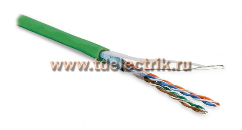 Фотография №1, Hyperline FUTP4-C5E-P26-IN-LSZH-GN-100 (100 м) Кабель витая пара экранированная F/UTP категория 5e 4 пары (26 AWG) многожильный (patch) экран - фольга LSZH нг(А)-HF –20°C – +75°C зеленый