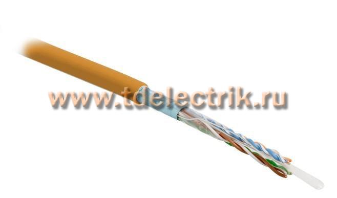 Фотография №1, Hyperline FUTP4-C5E-S24-IN-PVC-OR-305 (305 м) Кабель витая пара экранированная F/UTP категория 5e 4 пары (24 AWG) одножильный (solid) экран - фольга PVC –20°C – +75°C оранжевый - гарантия: 15 лет компонентная 25 лет системная