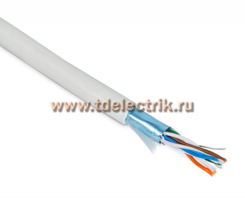 Фотография №1, Hyperline FUTP4-C5E-P26-IN-PVC-WH-100 (100 м) Кабель витая пара экранированная F/UTP категории 5e 4 пары (26 AWG) многожильный (patch) экран - фольга PVC –20°C – +75°C белый