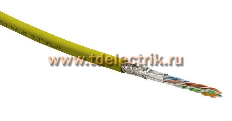Фотография №1, Hyperline SFUTP4-C5E-S24-IN-LSZH-YL-305 (305 м) Кабель витая пара SF/UTP категория 5e 4 пары (24 AWG) одножильный (solid) экран - фольга + медная оплетка LSZH –20°C – +75°C желтый - гарантия:15 лет компонентная 25 лет системная
