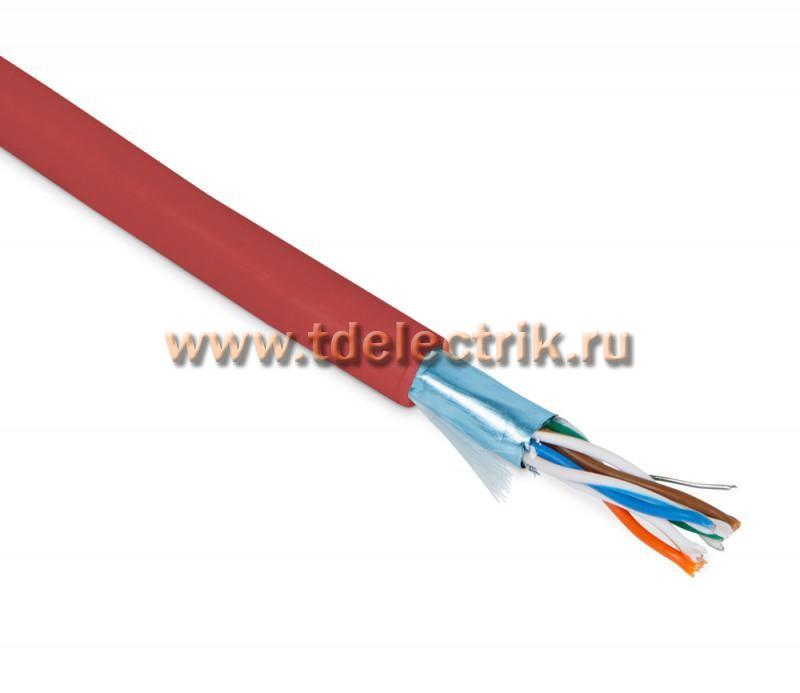 Фотография №1, Hyperline FUTP4-C5E-P26-IN-PVC-RD-100 (100 м) Кабель витая пара экранированная F/UTP категории 5e 4 пары (26 AWG) многожильный (patch) экран - фольга PVC –20°C – +75°C красный