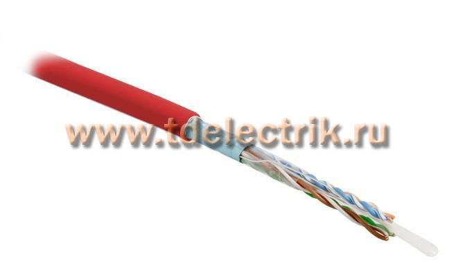 Фотография №1, Hyperline FUTP4-C5E-S24-IN-PVC-RD-305 (305 м) Кабель витая пара экранированная F/UTP категория 5e 4 пары (24 AWG) одножильный (solid) экран - фольга PVC –20°C – +75°C красный - гарантия: 15 лет компонентная 25 лет системная
