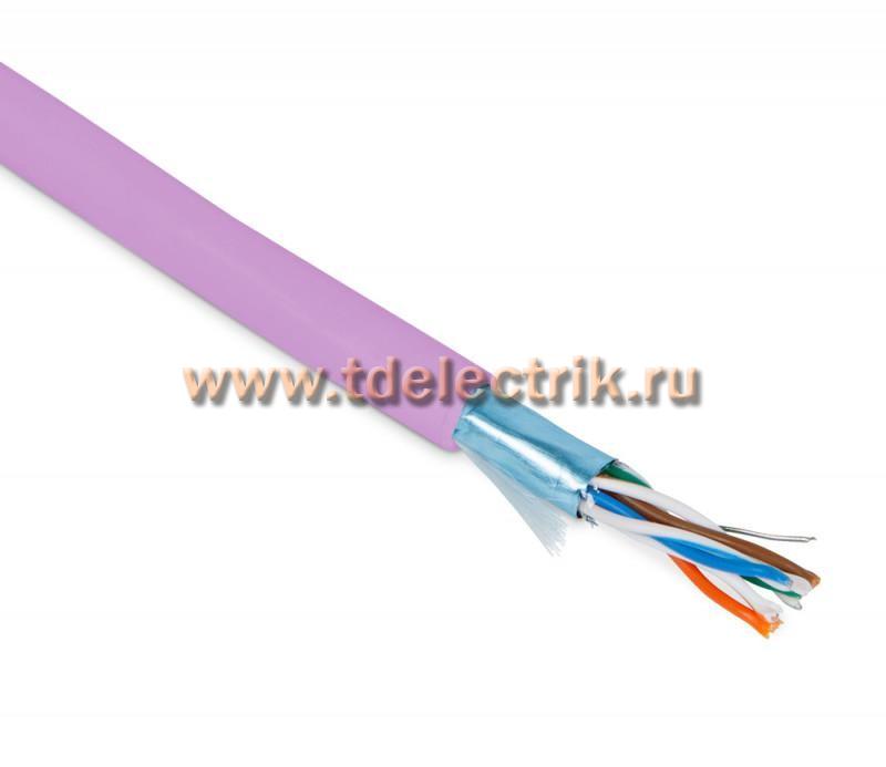 Фотография №1, Hyperline FUTP4-C5E-P26-IN-PVC-PK-100 (100 м) Кабель витая пара экранированная F/UTP категории 5e 4 пары (26 AWG) многожильный (patch) экран - фольга PVC –20°C – +75°C розовый