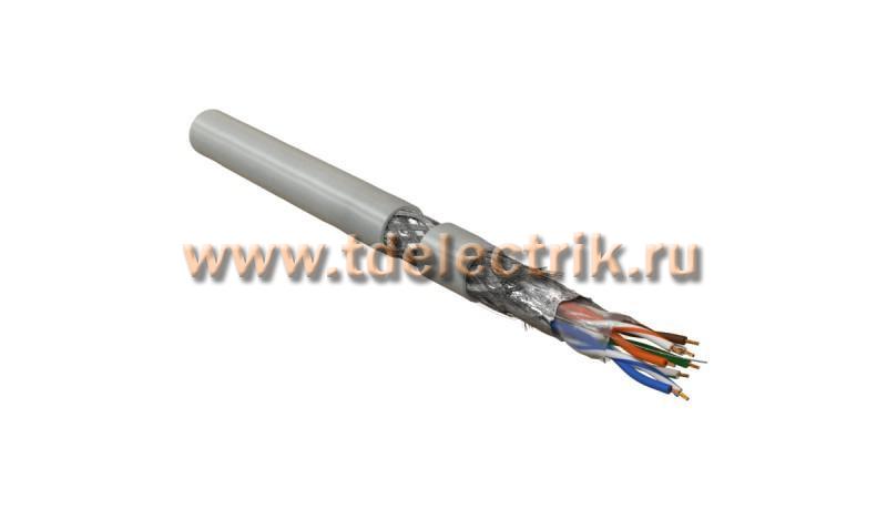 Фотография №1, Hyperline SFUTP4-C5E-P26-IN-LSZH-GY-305 (305 м) Кабель витая пара экранированная SF/UTP категория 5e 4 пары (26 AWG) многожильный (patch) экран-фольга+мед. оплетка LSZH –20°C–+75°C серый