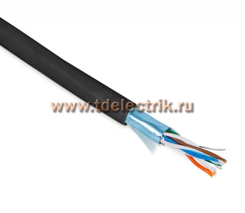 Фотография №1, Hyperline FUTP4-C5E-P26-IN-PVC-BK-100 (100 м) Кабель витая пара экранированная F/UTP категории 5e 4 пары (26 AWG) многожильный (patch) экран - фольга PVC –20°C – +75°C черный