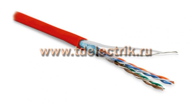 Фотография №1, Hyperline FUTP4-C5E-P26-IN-LSZH-RD-305 (305 м) Кабель витая пара экранированная F/UTP категория 5e 4 пары (26 AWG) многожильный (patch) экран - фольга LSZH нг(А)-HF –20°C – +75°C красный