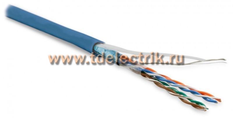 Фотография №1, Hyperline FUTP4-C5E-P26-IN-LSZH-BL-305 (305 м) Кабель витая пара экранированная F/UTP категория 5e 4 пары (26 AWG) многожильный (patch) экран - фольга LSZH нг(А)-HF –20°C – +75°C синий