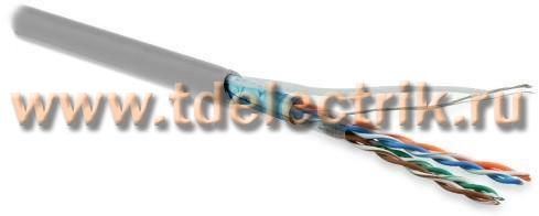Фотография №1, Hyperline FUTP4-C5E-P26-IN-LSZH-GY-305 (305 м) Кабель витая пара экранированная F/UTP категория 5e 4 пары (26 AWG) многожильный (patch) экран - фольга LSZH нг(А)-HF –20°C – +75°C серый