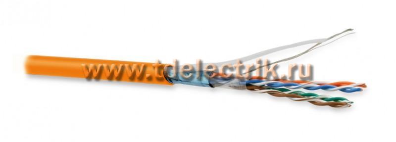 Фотография №1, Hyperline FUTP4-C5E-P26-IN-LSZH-OR-305 (305 м) Кабель витая пара экранированная F/UTP категория 5e 4 пары (26 AWG) многожильный (patch) экран - фольга LSZH нг(А)-HF –20°C– +75°C оранжевый