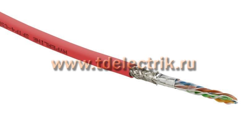 Фотография №1, Hyperline SFUTP4-C5E-S24-IN-PVC-RD-305 (305 м) Кабель витая пара SF/UTP категория 5e 4 пары(24 AWG) одножильный(solid) экран - фольга + медная оплетка PVC –20°C – +75°C красный - гарантия:15 лет компонентная; 25 лет системная