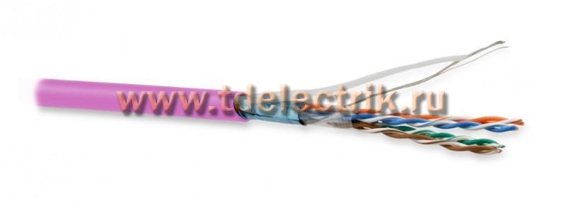 Фотография №1, Hyperline FUTP4-C5E-P26-IN-LSZH-PK-305 (305 м) Кабель витая пара экранированная F/UTP категория 5e 4 пары (26 AWG) многожильный (patch) экран - фольга LSZH нг(А)-HF –20°C – +75°C розовый