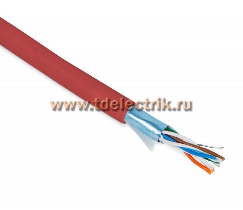 Фотография №1, Hyperline FUTP4-C5E-P26-IN-PVC-RD-305 (305 м) Кабель витая пара экранированная F/UTP категории 5e 4 пары (26 AWG) многожильный (patch) экран - фольга PVC –20°C– +75°C красный