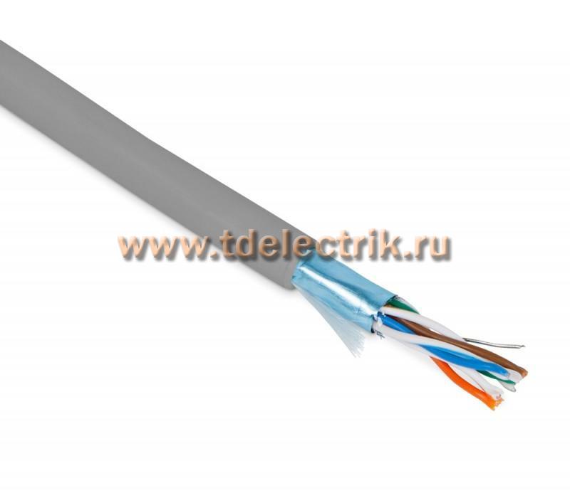 Фотография №1, Hyperline FUTP4-C5E-P26-IN-PVC-GY-305 (305 м) Кабель витая пара экранированная F/UTP категории 5e 4 пары (26 AWG) многожильный (patch) экран - фольга PVC –20°C – +75°C серый
