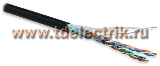 Фотография №1, Hyperline FUTP4-C5E-P26-IN-LSZH-BK-305 (305 м) Кабель витая пара экранированная F/UTP категория 5e 4 пары (26 AWG) многожильный (patch) экран - фольга LSZH нг(А)-HF –20°C – +75°C черный