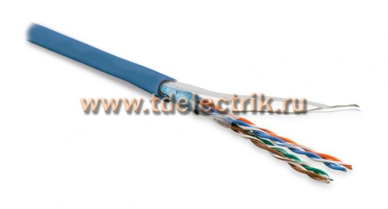 Фотография №1, Hyperline FUTP4-C5E-P26-IN-LSZH-BL-100 (100 м) Кабель витая пара экранированная F/UTP категория 5e 4 пары (26 AWG) многожильный (patch) экран - фольга LSZH нг(А)-HF –20°C – +75°C синий
