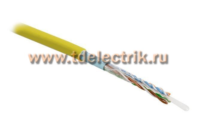 Фотография №1, Hyperline FUTP4-C5E-S24-IN-PVC-YL-305 (305 м) Кабель витая пара экранированная F/UTP категория 5e 4 пары (24 AWG) одножильный (solid) экран - фольга PVC –20°C – +75°C желтый - гарантия: 15 лет компонентная 25 лет системная
