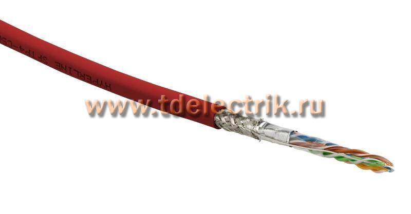 Фотография №1, Hyperline SFUTP4-C5E-S24-IN-LSZH-RD-305 (305 м) Кабель витая пара SF/UTP категория 5e 4 пары (24 AWG) одножильный (solid) экран - фольга + медная оплетка LSZH –20°C – +75°C красный - гарантия:15 лет компонентная 25 лет системная