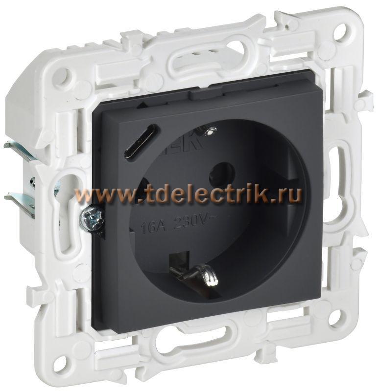 Фотография №1, SKANDY Розетка с з/к/ш 16А с USB C 18Вт SK-R17G граф. IEK