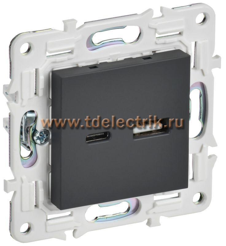 Фотография №1, SKANDY Розетка USB A+C 18Вт SK-R13G граф. IEK