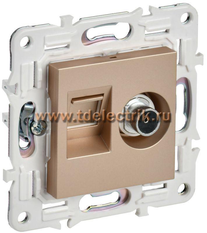 Фотография №1, SKANDY Розетка двойная TV+RJ45 кат.5E SK-A14Sa песоч. IEK