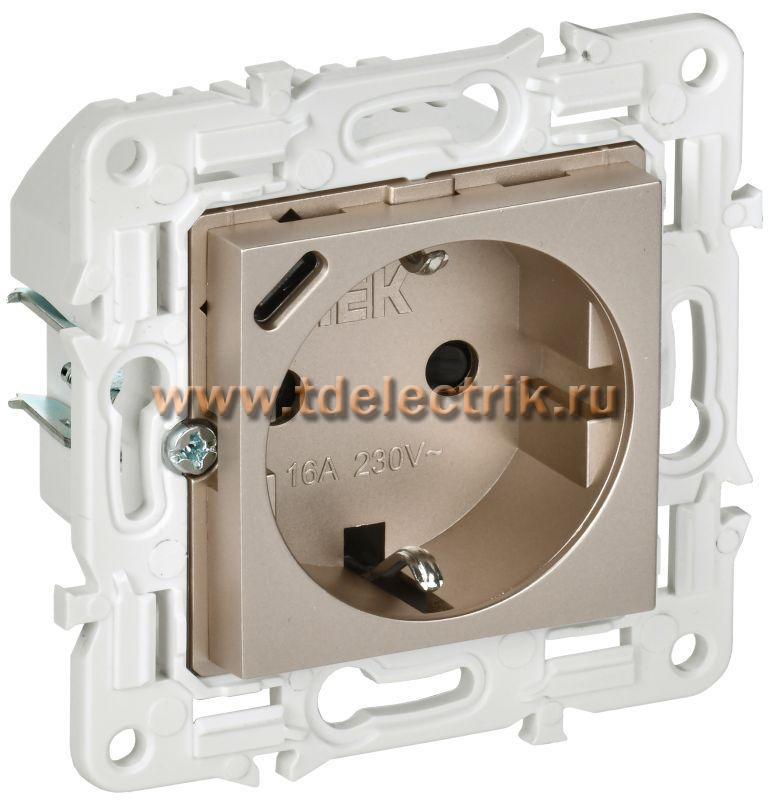 Фотография №1, SKANDY Розетка с з/к/ш 16А с USB C 18Вт SK-R17Sh шамп. IEK