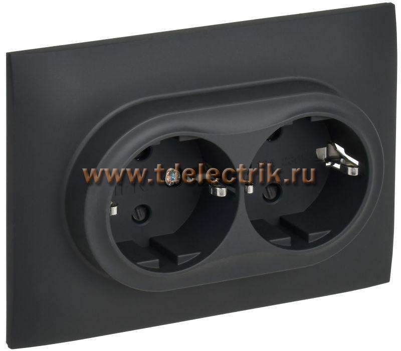 Фотография №1, SKANDY Розетка 2-я с з/к/ш 16А в сб. SK-R07G граф. IEK