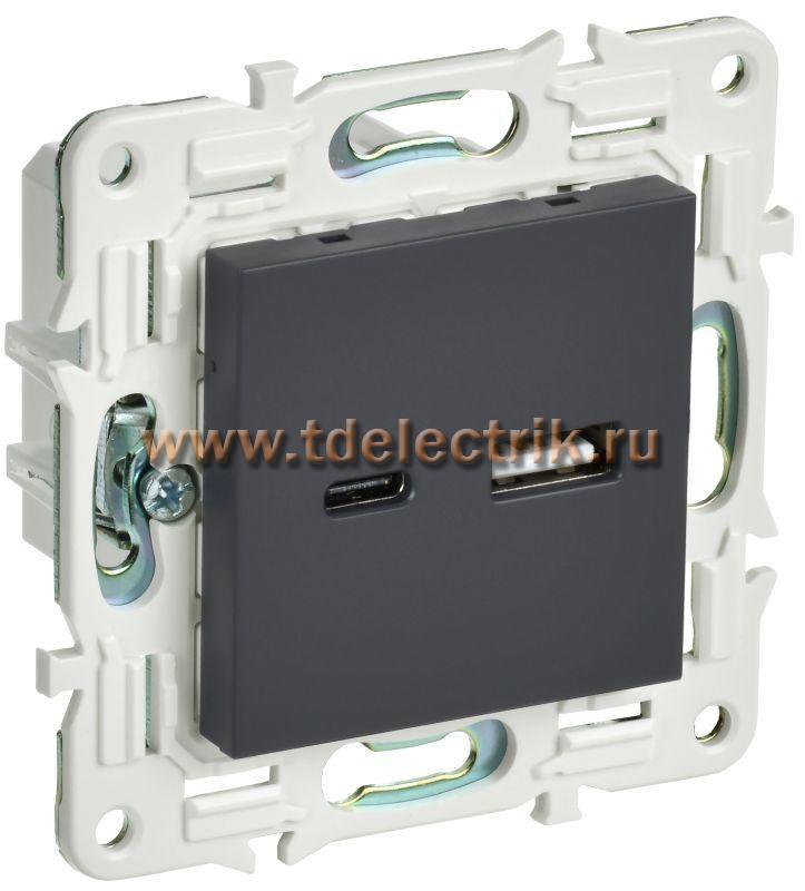 Фотография №1, SKANDY Розетка USB A+C 3,1А SK-R14G граф. IEK
