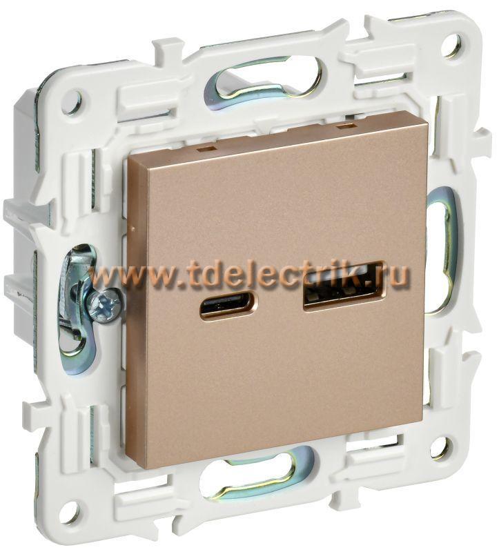 Фотография №1, SKANDY Розетка USB A+C 18Вт SK-R13Sa песоч. IEK