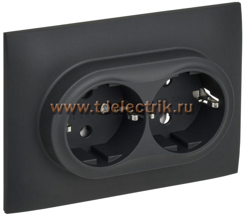 Фотография №1, SKANDY Розетка 2-я с з/к без з/ш 16А сб. SK-R08G граф. IEK