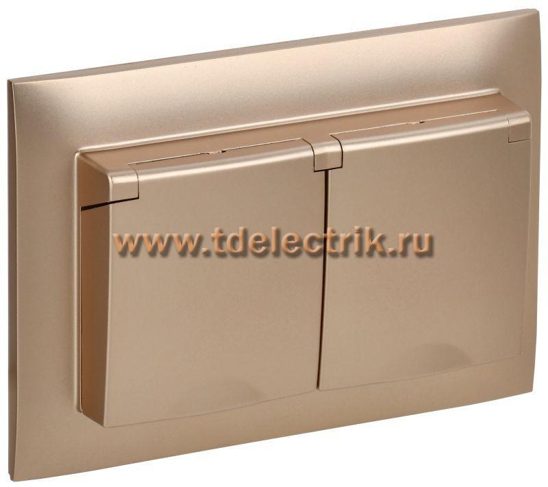 Фотография №1, SKANDY Розетка 2-я с кр. 16А в сб IP44 SK-R12Sa песоч. IEK