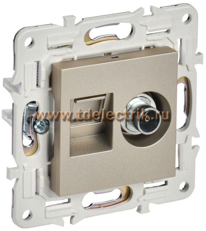 Фотография №1, SKANDY Розетка двойная TV+RJ45 кат.6E SK-A15Sh шамп. IEK