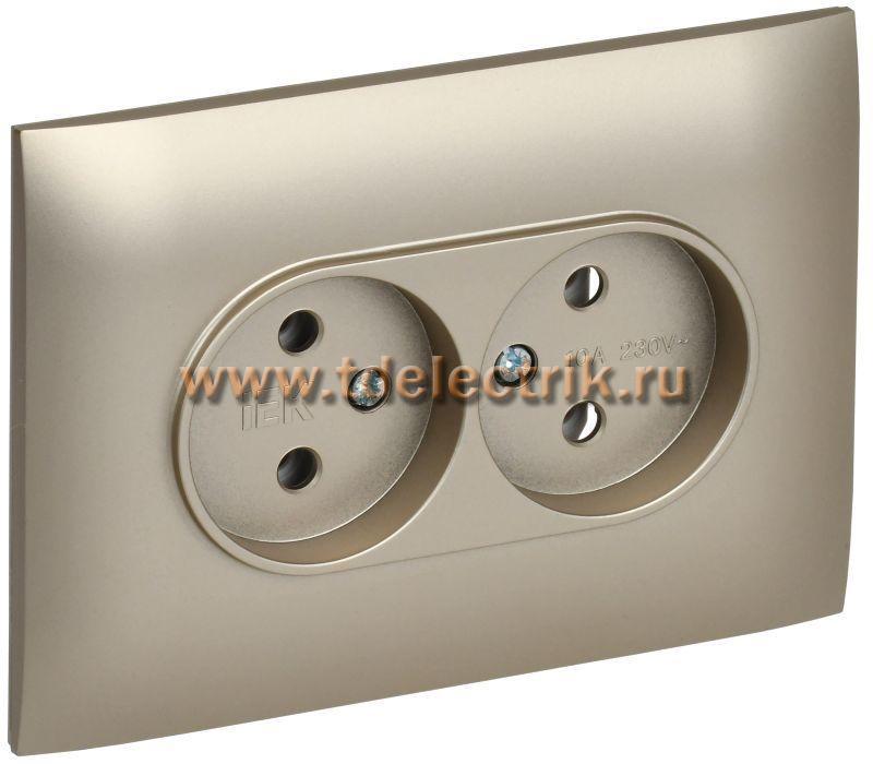 Фотография №1, SKANDY Розетка 2-я без з/к/ш 10А в сб. SK-R10Sh шамп. IEK
