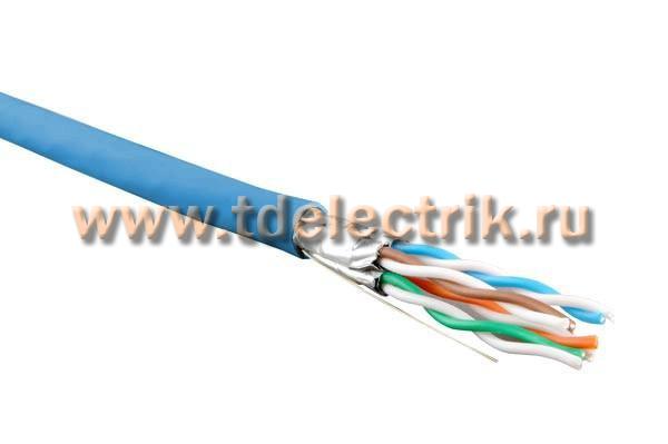Фотография №1, Hyperline UFTP4-C6-S23-IN-LSZH-BL-500 (500 м) Кабель витая пара экранир. U/FTP кат. 6 4 пары (23 AWG) одножил. (solid) кажд.пара в фольге LSZH нг(А)-HF –20°C–+60°C синий-гарантия: 15 лет компон. 25 лет системная