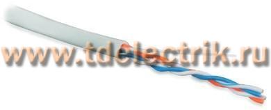 Фотография №1, Hyperline UUTP2-C5-S24-IN-PVC-GY-500 (500 м) Кабель витая пара неэкранированная U/UTP категория 5 2 пары (24 AWG) одножильный (solid) PVC -20°C – +75°C серый