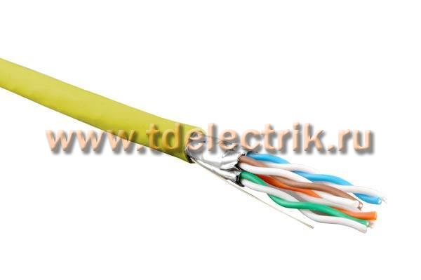 Фотография №1, Hyperline UFTP4-C6-S23-IN-LSZH-YL-500 (500 м) Кабель витая пара экранир. U/FTP кат. 6 4 пары (23 AWG) одножил. (solid) кажд.пара в фольге LSZH нг(А)-HF –20°C–+60°C желтый-гарантия: 15 лет компон. 25 лет системная