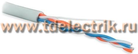 Фотография №1, Hyperline UUTP2-C5-P24-IN-LSZH-GY-500 (500 м) Кабель витая пара неэкранированная U/UTP категория 5 2 пары (24 AWG) многожильный (patсh) LSZH нг(A)-HF -20°C - +75°C серый