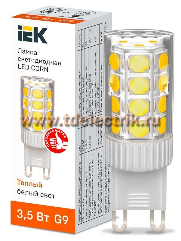 Фотография №1, Лампа LED CORN капсула 3,5Вт 230В 3000К керамика G9 IEK