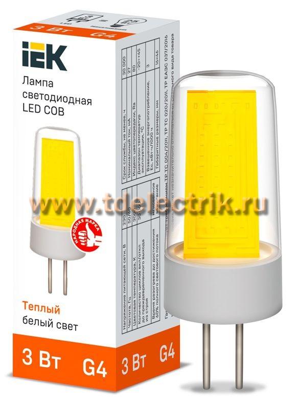 Фотография №1, Лампа LED COB капсула 3Вт 230В 3000К керамика G4 IEK