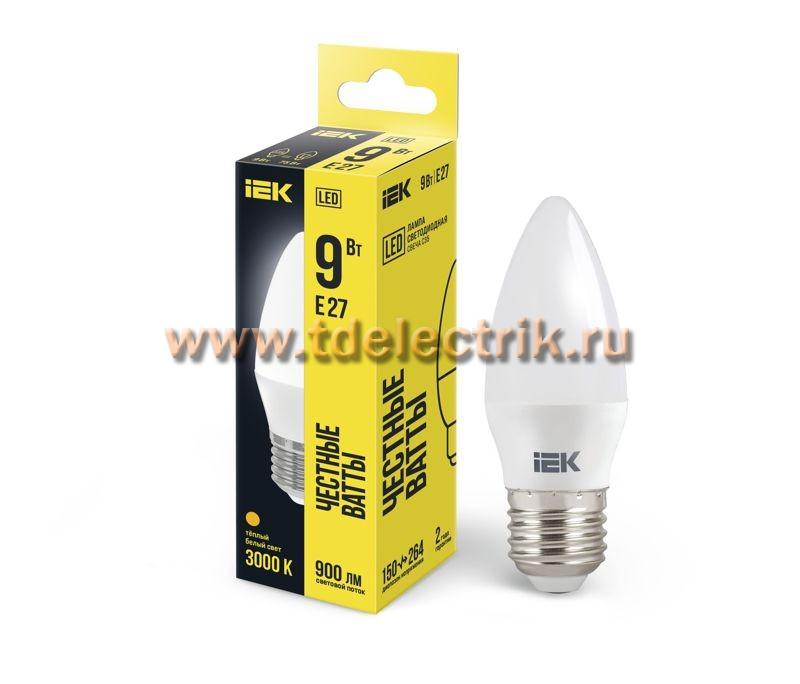 Фотография №1, Лампа LED C35 свеча 9Вт 230В 3000К E27 IEK