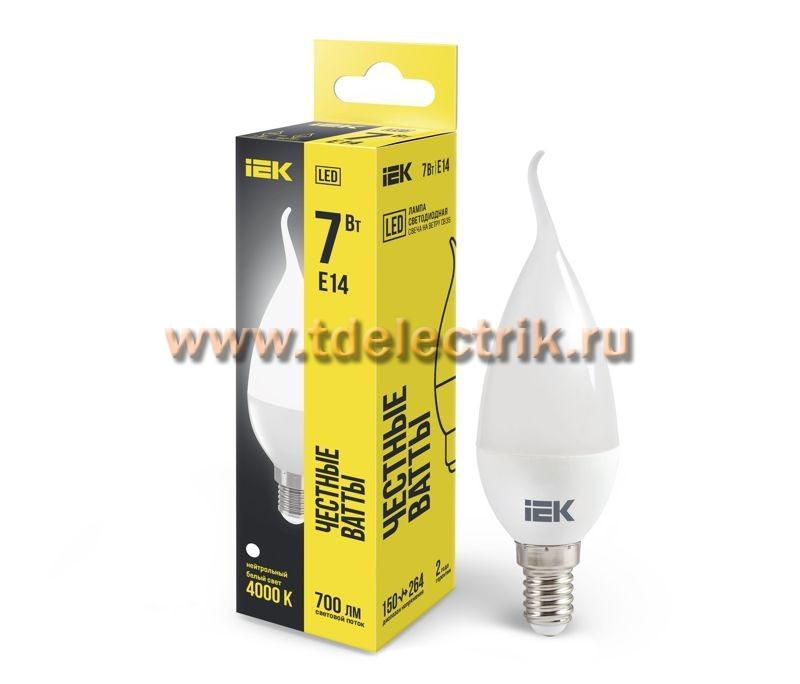 Фотография №1, Лампа LED CB35 свеча на ветру 7Вт 230В 4000К E14 IEK