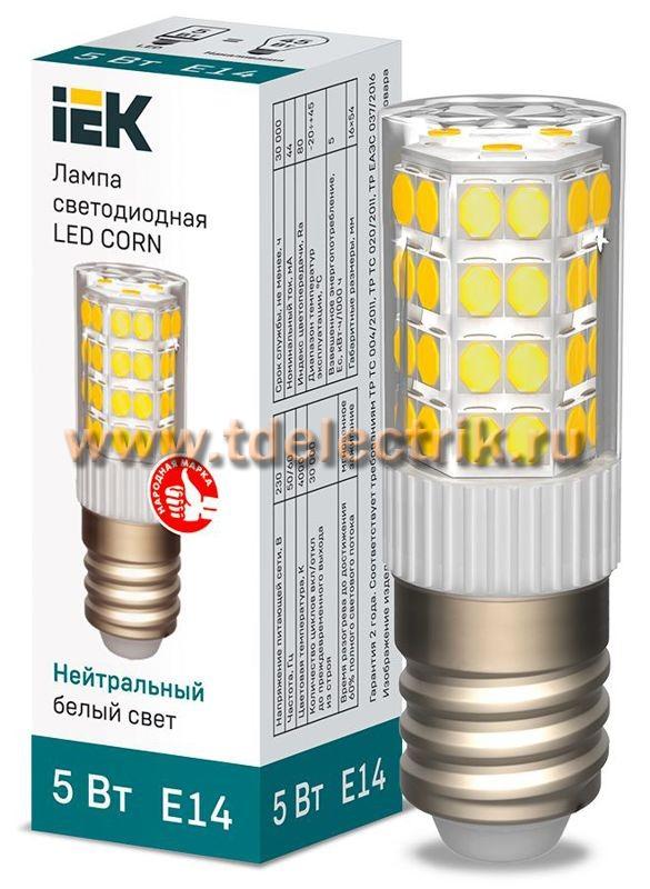 Фотография №1, Лампа LED CORN капсула 5Вт 230В 4000К керамика E14 IEK