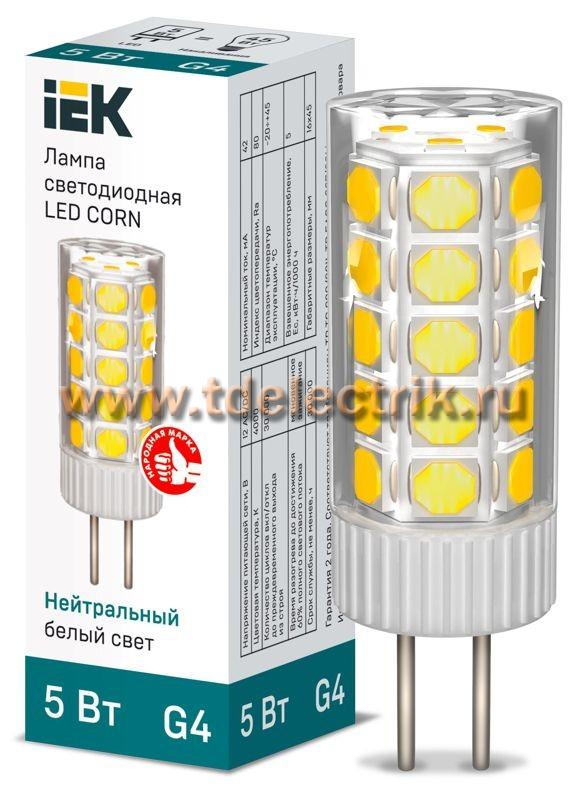 Фотография №1, Лампа LED CORN капсула 5Вт 12В 4000К керамика G4 IEK