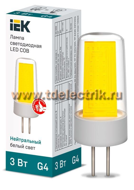 Фотография №1, Лампа LED COB капсула 3Вт 230В 4000К керамика G4 IEK