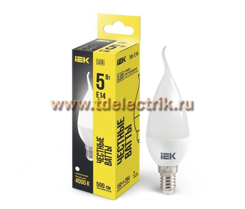 Фотография №1, Лампа LED CB35 свеча на ветру 5Вт 230В 4000К E14 IEK